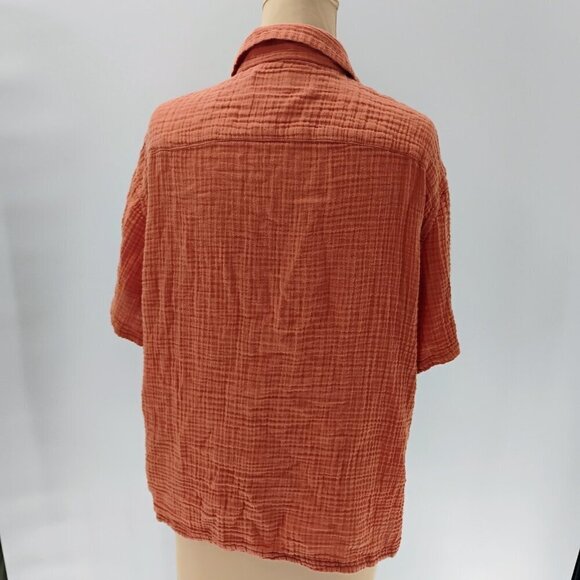 Abercrombie and Fitch cotton gauze shirt orange fall color lightweight - Picture 14 of 16